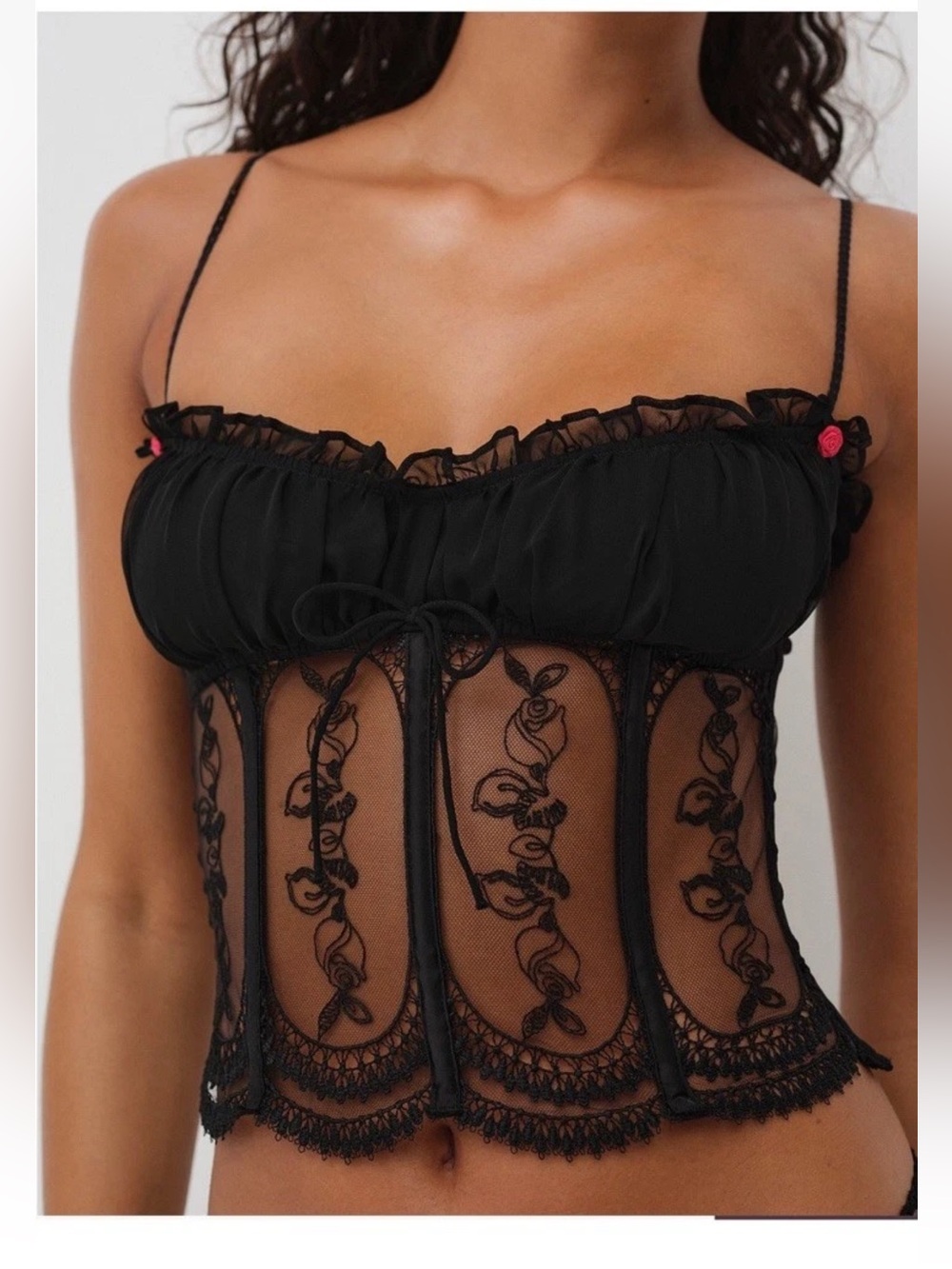 New For Love & Lemons Roxanne Bustier Black Size XL New With Tags